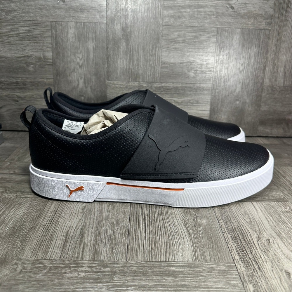 Puma El Rey II Perf Slip On Sneakers Mens 14 Black White Orange 384369-05 NEW